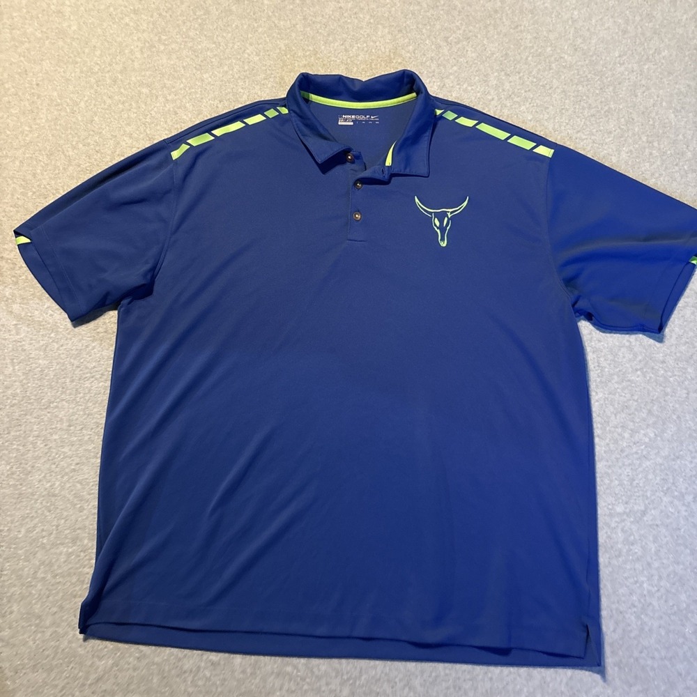 Nike Golf Polo Blue Men's 3XL Bull Skull Logo Good Cond.
